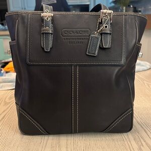 Coach Navy Blue Small Leather Tote Bag